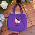 Bolso tote morado de moda con bordado de perro y cierre de cordón para la primavera - Púrpura (202565 Púrpura Cordón Perro Skateboard)