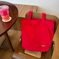 Borsa tote minimalista in nylon rosso con doppie tasche per il pendolarismo quotidiano - Stile Nylon Rosso