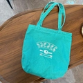 Vintage turquoise washed canvas tote bag with bohemian graphic print and large capacity - Mint Green