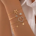Set di 5 bracciali dorati con ciondoli a cuore, stella e strass da donna - Stile Cuore Stella a 5 Pezzi(25555-gold)