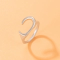 Minimalist silver fluid style double-layer irregular ring set in polished finish - Silver Double-Layer Fluid Open Ring (22381-2)