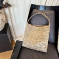Schicke Einkaufstasche mit Leopardenmuster und breitem Schultergurt in herbstlichem Design - Khaki Leopard