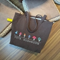 Brown corduroy tote bag with colorful mushroom embroidery and zipper closure - Mushroom Embroidered Corduroy Style / Brown