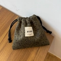 Pochette de rangement épaisse imprimé léopard vert foncé avec cordon de serrage et étiquette - Sac à Cordon / Léopard Vert