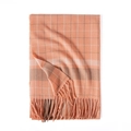 Sciarpa spessa a quadri arancione e rosa con lunghe frange in finto cashmere morbido - Arancione