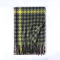 Classic green and yellow houndstooth cashmere winter scarf with elegant tassel details - Green Houndstooth