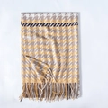 Classic houndstooth scarf with yellow and grey tones featuring a fringe tassel edge - Yellow Houndstooth