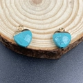 Ciondolo in turchese a forma di cuore sfaccettato con finitura in metallo dorato - Turchese (Sintetica)