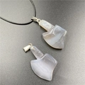 Natural grey-blue agate axe pendant necklace with unique stone stripe texture - Grey Agate