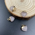 Rose quartz heart-shaped crystal pendant with gold-plated edges and faceted finish - Rose Quartz