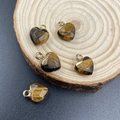 Tiger eye heart pendant with gold-plated trim and faceted semi-precious stone finish - Tiger's Eye
