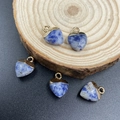 5-piece set of heart-shaped blue marble sodalite pendants with gold plated caps - Blue Spot Jasper