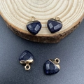 Blue sandstone heart pendants with gold-plated trim for jewelry making set of four - Blue Sandstone (Synthetic)