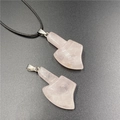 Carved rose quartz middle finger pendant with black cord necklace and metal clasp accessory - Rose Quartz