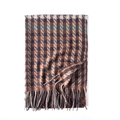 Écharpe d'hiver avec motif pied-de-poule marron et noir et détails élégants de franges - Pied-de-poule Café