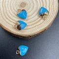 Blue heart-shaped turquoise stone pendant with gold-plated base and hanging ring - Synthetic Blue Turquoise