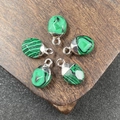 Cinco colgantes ovales estilo malaquita verde bañados en plata para joyería DIY - Malaquita Sintética