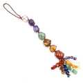 Zeven chakra natuursteen auto hanger met geweven net en kristallen kwastje decoratie - Onregelmatige Stijl