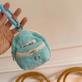Mint green quilted mini backpack pouch with blue spiral strap and heart zipper - Creamy Blue (Creamy Blue Heart Quilted Pouch)