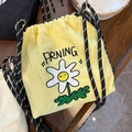 Bolso bandolera amarillo con cordón con bordado de margaritas y correa tejida - Girasol Amarillo