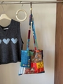 Ethnic style colorful patchwork canvas tote bag with drawstring for women - Bohemian Crossbody Bag
