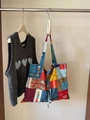 Ethnic patchwork tote bag with floral patterns and a gray heart knit vest - Bohemian Pearl Shoulder Bag