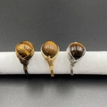 Handmade tiger eye stone wire wrapped rings in gold, silver, and bronze finish - Tiger's Eye