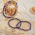 Conjunto de tobilleras de cuentas azules y rojas con estrella de mar y conchas - Estilo ojo turco y estrella de mar multicolor de 4 piezas (26918-colour)
