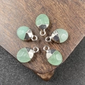 Colgantes de cuarzo verde claro facetado con tapas plateadas para joyería artesanal - Aventurina Verde