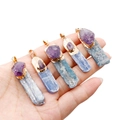 Pendentif en kyanite et améthyste naturelles avec finition dorée pour femmes - 1pc Aléatoire
