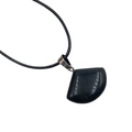 Obsidian fan-shaped stone pendant necklace with polished finish on a black cord - Obsidian