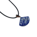 Minimalist fan-shaped blue sodalite natural stone pendant with a black wax cord necklace - Sodalite