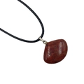 Minimalist fan-shaped necklace featuring a red jasper stone pendant on a black cord - Rainbow Stone