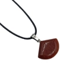 Pendente in pietra di sole marrone a forma di ventaglio con cordoncino nero intrecciato - Pietra di Sole Oro (Sintetico)