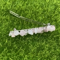 Handmade silver hair clip featuring irregular light pink rose quartz natural stones - Rose Quartz