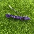 Fermaglio per capelli in ametista viola con pietre naturali e base in metallo argento - Ametista