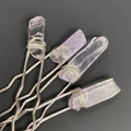 Set of 4 handmade silver hair forks with purple amethyst and wire wrapped crystals - Light Amethyst