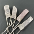 Handmade rose quartz hair pin set with silver wire wrap and wavy U-shaped base - Rose Quartz