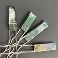 Moss agate hairpin with silver wire-wrapped natural green stone and U-shaped fork base - India Agate