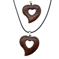 Natural red mahogany obsidian heart pendant set with silver bail and black cord - Mahogany Obsidian