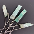 Handmade green amazonite raw stone hair pin set with silver wire wrapping - Amazonite