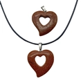 Brown goldstone heart-shaped hollow pendant necklace with sparkling gold flecks - Synthetic Goldstone