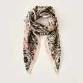 Floral paisley faux silk square scarf in warm brown and red earthy tones - Pink