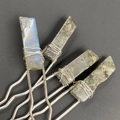 Set of 4 wire-wrapped labradorite crystal hair pins with natural blue flash details - Labradorite