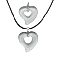Transparent heart-shaped crystal pendant with black cord necklace for women - White Crystal
