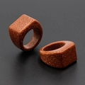 Square goldstone signet ring featuring shimmering sparkles on deep orange-brown stone - Goldstone (Synthetic)