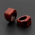 Square tiger eye stone ring with brown marble pattern and polished geometric surface - Rainbow Stone