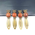 Set of 4 vintage owl metal bookmarks with inlaid round brown gold sandstone gems - Gold Sandstone (Antique Bronze/Synthetic)