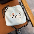 Petit sac bandoulière bleu clair à pois avec broderie mignonne de chiot dalmatien - Dalmatien à Pois Bleus (Broderie)
