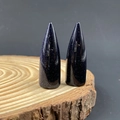 Set de puntas de piedra de arena azul sobre bandeja de madera para meditación - Piedra de Sol Azul (Sintética)